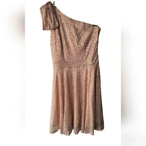 Jasambac NWT Women's One Shoulder Sexy Cocktail Formal Dress, Rose gold color M